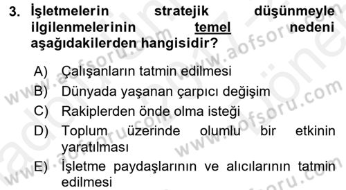 Müşteri İlişkileri Yönetimi Dersi 2017 - 2018 Yılı (Final) Dönem Sonu Sınav Soruları 3. Soru