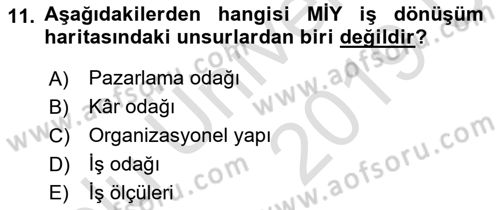 Müşteri İlişkileri Yönetimi Dersi 2018 - 2019 Yılı 3 Ders Sınavı 11. Soru