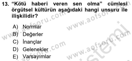 Müşteri İlişkileri Yönetimi Dersi 2018 - 2019 Yılı 3 Ders Sınavı 13. Soru