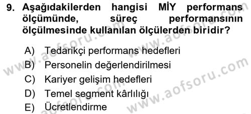 Müşteri İlişkileri Yönetimi Dersi 2018 - 2019 Yılı 3 Ders Sınavı 9. Soru