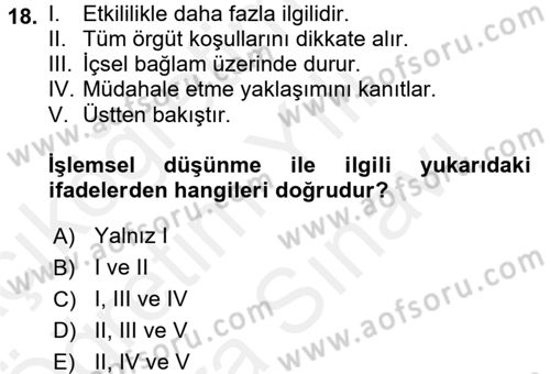Müşteri İlişkileri Yönetimi Dersi 2018 - 2019 Yılı (Vize) Ara Sınav Soruları 18. Soru