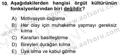 Müşteri İlişkileri Yönetimi Dersi 2018 - 2019 Yılı (Final) Dönem Sonu Sınav Soruları 10. Soru