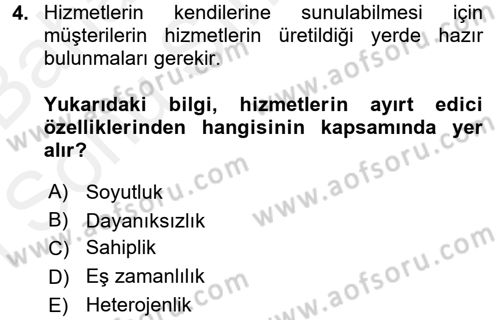 Müşteri İlişkileri Yönetimi Dersi 2018 - 2019 Yılı (Final) Dönem Sonu Sınav Soruları 4. Soru