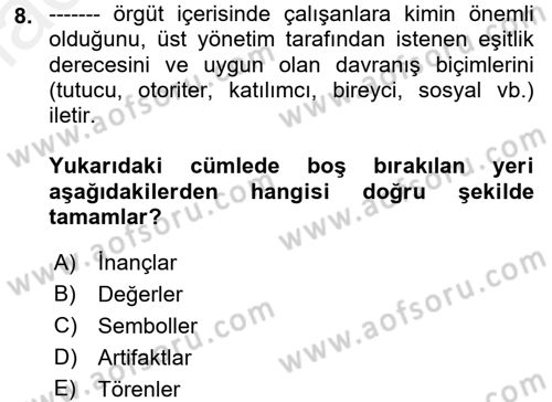 Müşteri İlişkileri Yönetimi Dersi 2018 - 2019 Yılı (Final) Dönem Sonu Sınav Soruları 8. Soru