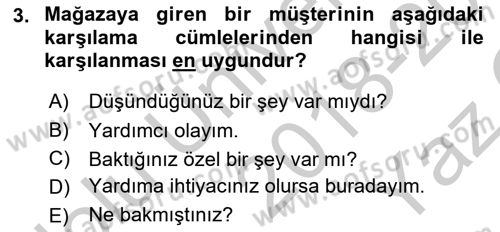 Müşteri İlişkileri Yönetimi Dersi 2018 - 2019 Yılı Yaz Okulu Sınav Soruları 3. Soru