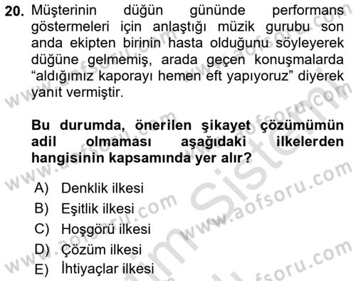 Müşteri İlişkileri Yönetimi Dersi 2020 - 2021 Yılı Yaz Okulu Sınav Soruları 20. Soru