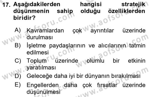 Müşteri İlişkileri Yönetimi Dersi 2021 - 2022 Yılı (Vize) Ara Sınav Soruları 17. Soru