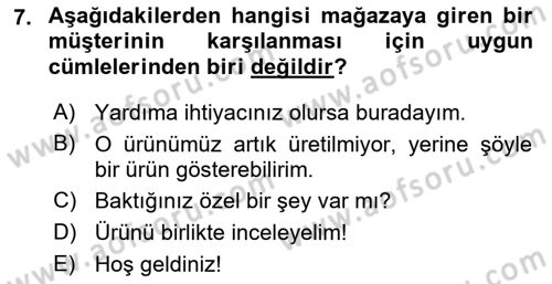 Müşteri İlişkileri Yönetimi Dersi 2021 - 2022 Yılı (Vize) Ara Sınav Soruları 7. Soru