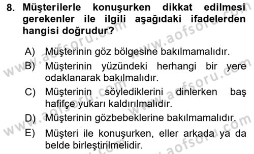 Müşteri İlişkileri Yönetimi Dersi 2021 - 2022 Yılı (Vize) Ara Sınav Soruları 8. Soru