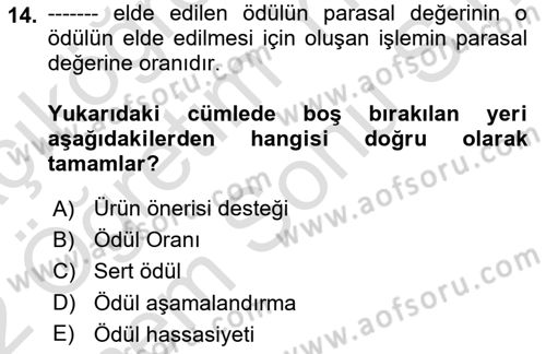 Müşteri İlişkileri Yönetimi Dersi 2021 - 2022 Yılı (Final) Dönem Sonu Sınav Soruları 14. Soru