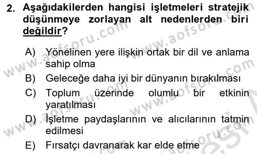 Müşteri İlişkileri Yönetimi Dersi 2021 - 2022 Yılı (Final) Dönem Sonu Sınav Soruları 2. Soru