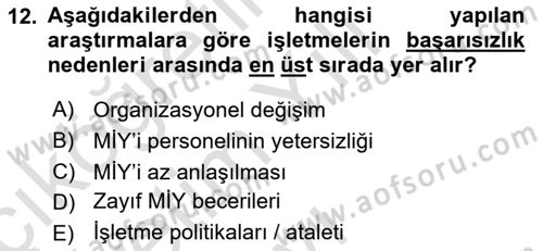 Müşteri İlişkileri Yönetimi Dersi 2021 - 2022 Yılı Yaz Okulu Sınav Soruları 12. Soru