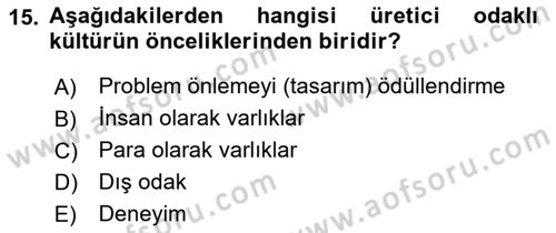 Müşteri İlişkileri Yönetimi Dersi 2021 - 2022 Yılı Yaz Okulu Sınav Soruları 15. Soru