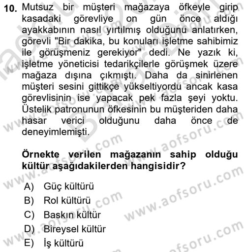 Müşteri İlişkileri Yönetimi Dersi 2023 - 2024 Yılı (Final) Dönem Sonu Sınav Soruları 10. Soru
