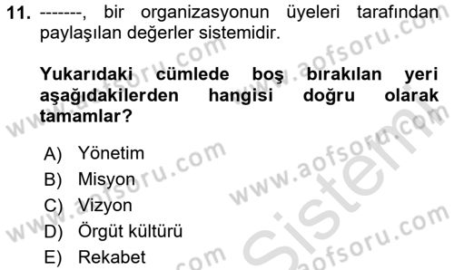Müşteri İlişkileri Yönetimi Dersi 2023 - 2024 Yılı (Final) Dönem Sonu Sınav Soruları 11. Soru
