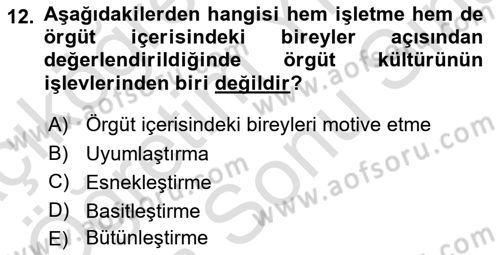 Müşteri İlişkileri Yönetimi Dersi 2023 - 2024 Yılı (Final) Dönem Sonu Sınav Soruları 12. Soru