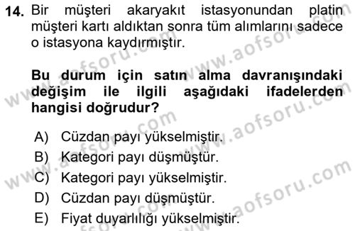 Müşteri İlişkileri Yönetimi Dersi 2023 - 2024 Yılı (Final) Dönem Sonu Sınav Soruları 14. Soru