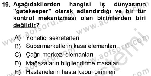Müşteri İlişkileri Yönetimi Dersi 2023 - 2024 Yılı (Final) Dönem Sonu Sınav Soruları 19. Soru