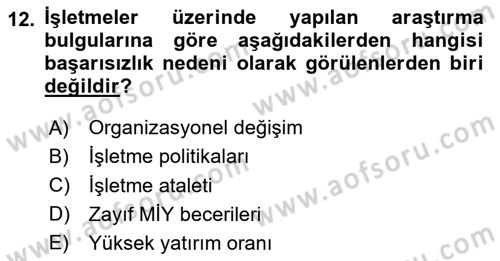 Müşteri İlişkileri Yönetimi Dersi 2023 - 2024 Yılı Yaz Okulu Sınav Soruları 12. Soru