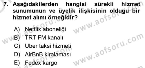 Müşteri İlişkileri Yönetimi Dersi 2023 - 2024 Yılı Yaz Okulu Sınav Soruları 7. Soru
