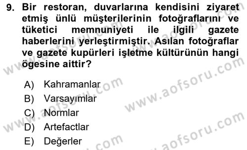 Müşteri İlişkileri Yönetimi Dersi 2023 - 2024 Yılı Yaz Okulu Sınav Soruları 9. Soru