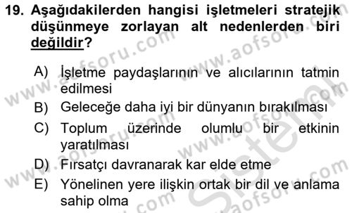 Müşteri İlişkileri Yönetimi Dersi 2024 - 2025 Yılı (Vize) Ara Sınav Soruları 19. Soru