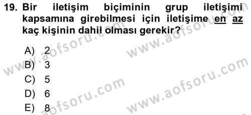 Müşteri İlişkileri Yönetimi Dersi 2024 - 2025 Yılı Yaz Okulu Sınav Soruları 19. Soru