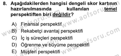 Müşteri İlişkileri Yönetimi Dersi 2024 - 2025 Yılı Yaz Okulu Sınav Soruları 8. Soru