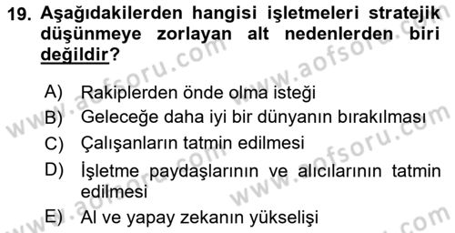 Müşteri İlişkileri Yönetimi Dersi 2025 - 2026 Yılı (Vize) Ara Sınav Soruları 19. Soru