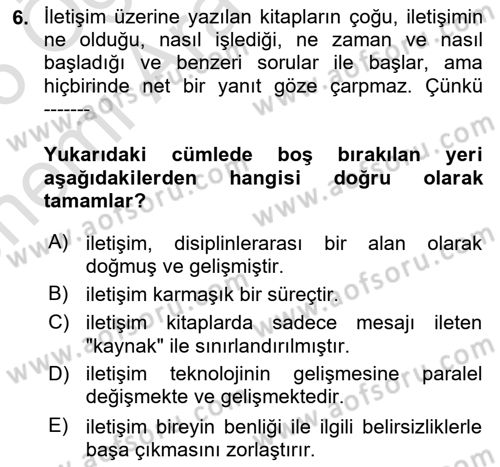 Müşteri İlişkileri Yönetimi Dersi 2025 - 2026 Yılı (Vize) Ara Sınav Soruları 6. Soru