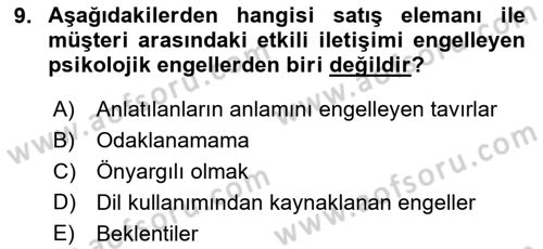 Müşteri İlişkileri Yönetimi Dersi 2025 - 2026 Yılı (Vize) Ara Sınav Soruları 9. Soru