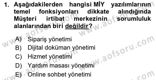 Müşteri İlişkileri Yönetimi Dersi 2025 - 2026 Yılı (Final) Dönem Sonu Sınav Soruları 1. Soru