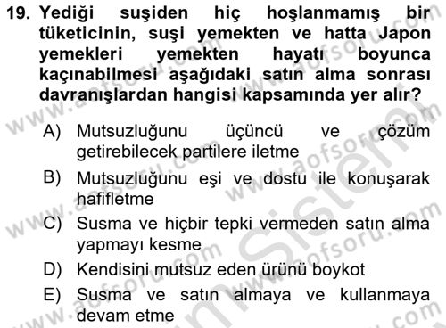 Müşteri İlişkileri Yönetimi Dersi 2025 - 2026 Yılı (Final) Dönem Sonu Sınav Soruları 19. Soru
