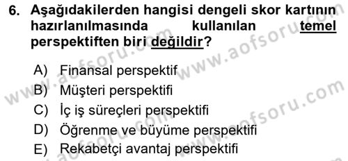 Müşteri İlişkileri Yönetimi Dersi 2025 - 2026 Yılı (Final) Dönem Sonu Sınav Soruları 6. Soru