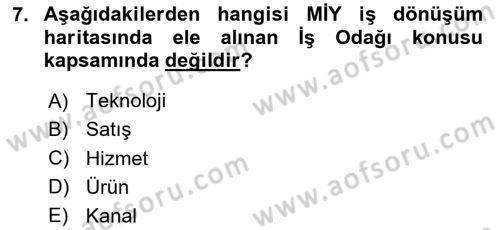 Müşteri İlişkileri Yönetimi Dersi 2025 - 2026 Yılı (Final) Dönem Sonu Sınav Soruları 7. Soru