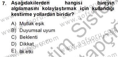 Tüketici Davranışları Dersi 2013 - 2014 Yılı Tek Ders Sınavı 7. Soru