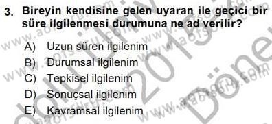 Tüketici Davranışları Dersi 2015 - 2016 Yılı (Final) Dönem Sonu Sınavı 3. Soru