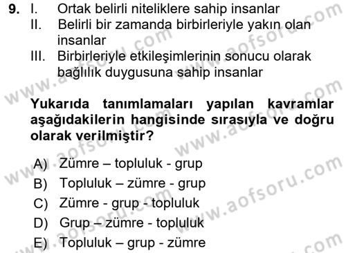 Tüketici Davranışları Dersi 2017 - 2018 Yılı 3 Ders Sınavı 9. Soru