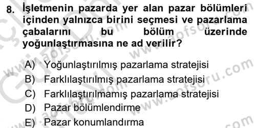 Tüketici Davranışları Dersi 2017 - 2018 Yılı (Vize) Ara Sınav Soruları 8. Soru