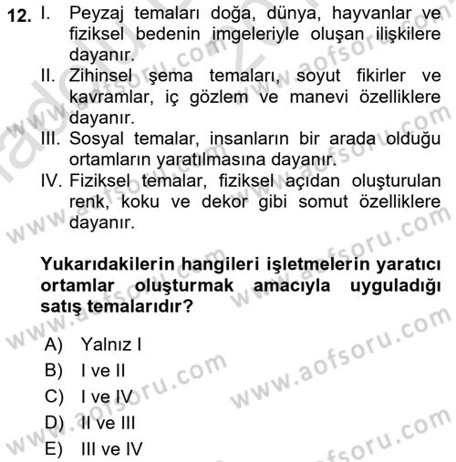Tüketici Davranışları Dersi 2019 - 2020 Yılı (Vize) Ara Sınav Soruları 12. Soru