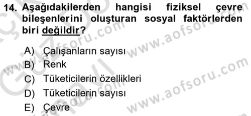 Tüketici Davranışları Dersi 2019 - 2020 Yılı (Vize) Ara Sınav Soruları 14. Soru