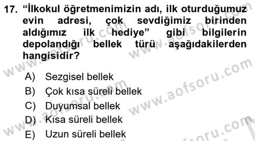 Tüketici Davranışları Dersi 2019 - 2020 Yılı (Vize) Ara Sınav Soruları 17. Soru