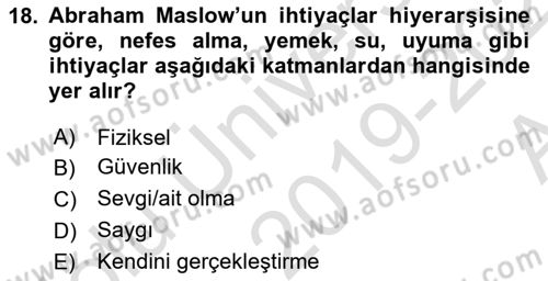 Tüketici Davranışları Dersi 2019 - 2020 Yılı (Vize) Ara Sınav Soruları 18. Soru