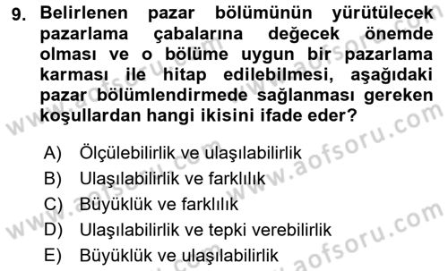 Tüketici Davranışları Dersi 2019 - 2020 Yılı (Vize) Ara Sınav Soruları 9. Soru