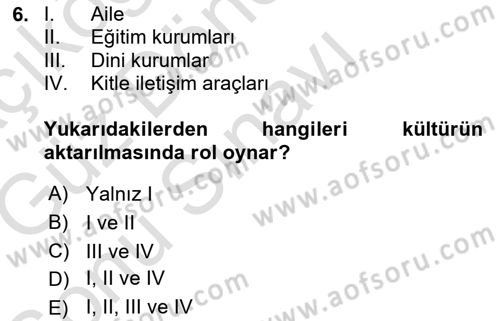 Tüketici Davranışları Dersi 2019 - 2020 Yılı (Final) Dönem Sonu Sınavı 6. Soru