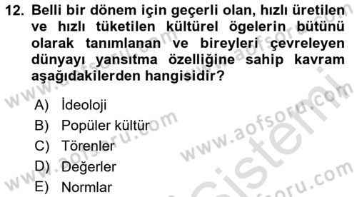 Tüketici Davranışları Dersi 2020 - 2021 Yılı Yaz Okulu Sınavı 12. Soru