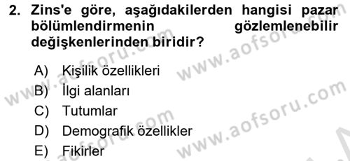 Tüketici Davranışları Dersi 2021 - 2022 Yılı (Final) Dönem Sonu Sınav Soruları 2. Soru