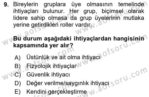 Tüketici Davranışları Dersi 2021 - 2022 Yılı (Final) Dönem Sonu Sınav Soruları 9. Soru