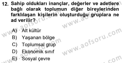 Tüketici Davranışları Dersi 2021 - 2022 Yılı Yaz Okulu Sınavı 12. Soru