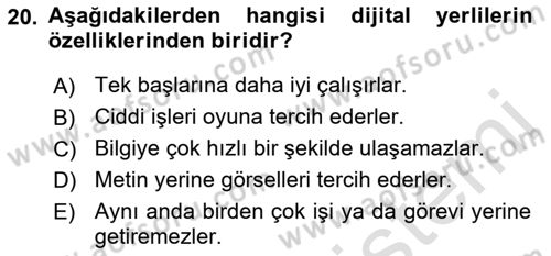 Tüketici Davranışları Dersi 2021 - 2022 Yılı Yaz Okulu Sınavı 20. Soru